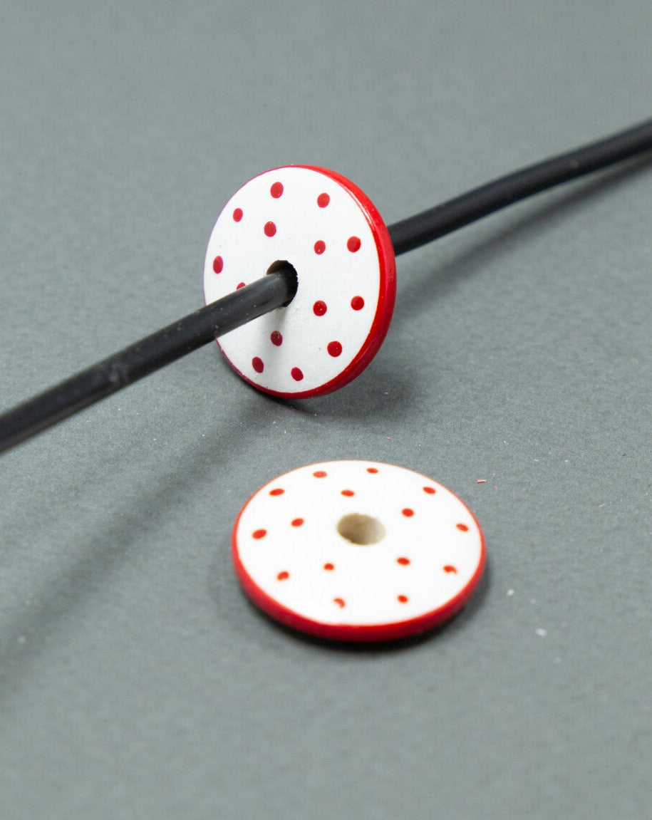 Red Flat Wooden Beads Set 6