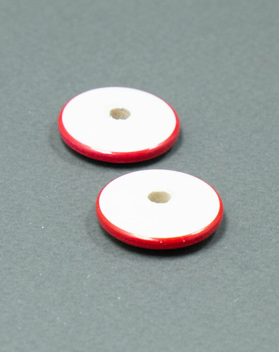 Red Flat Wooden Beads Set 5