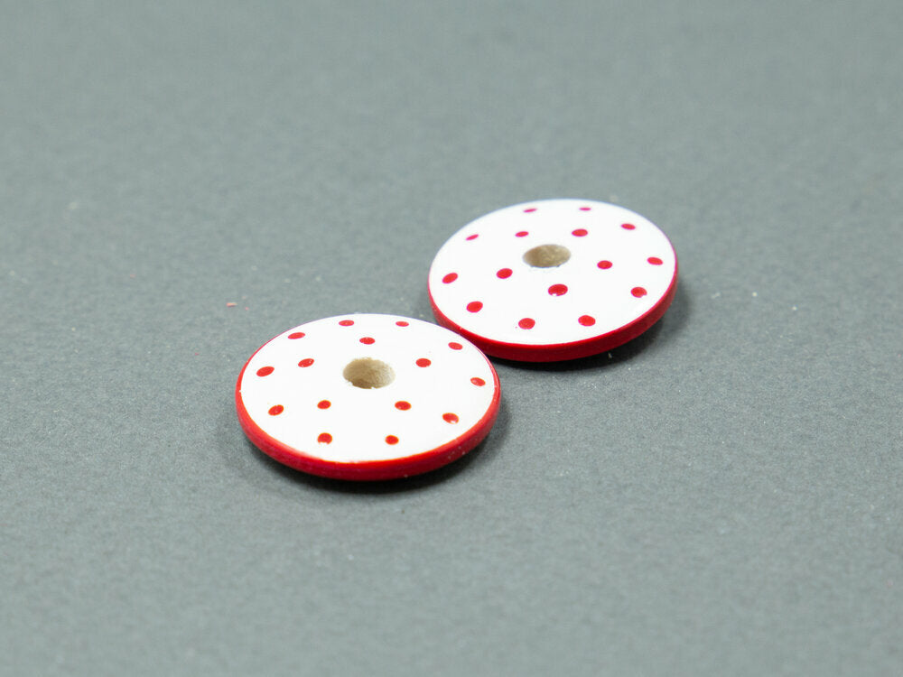 Red Flat Wooden Beads Set 6