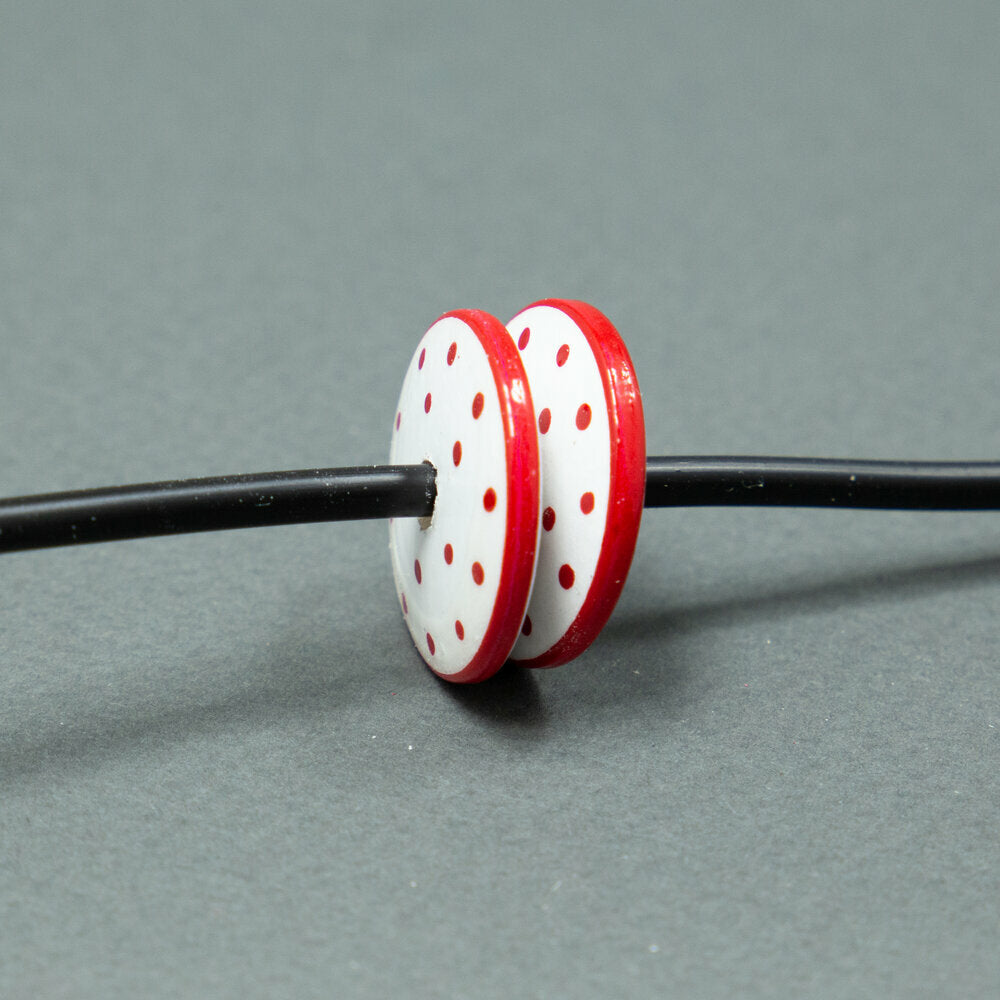 Red Flat Wooden Beads Set 6