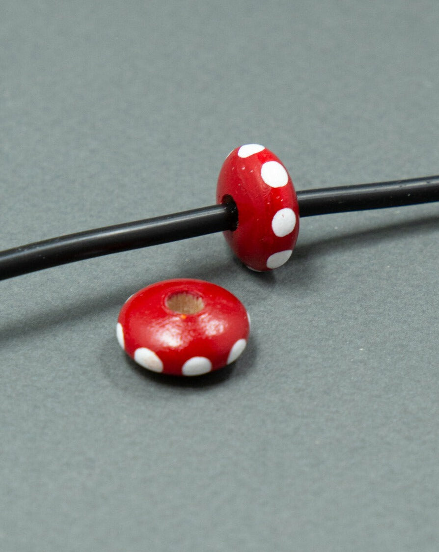 Red Flat Wooden Bead Set 3