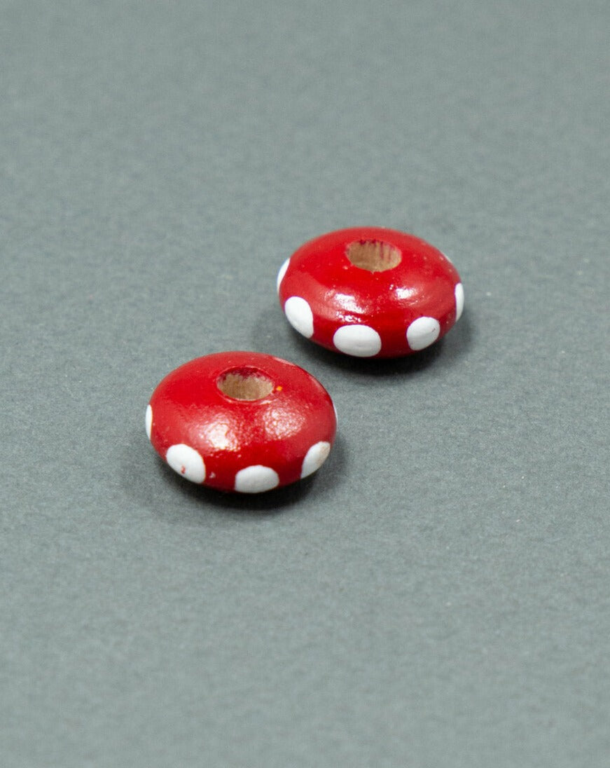 Red Flat Wooden Bead Set 3
