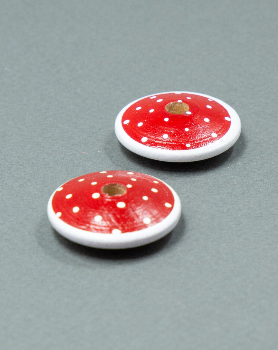 Red Flat Wooden Beads Set 4