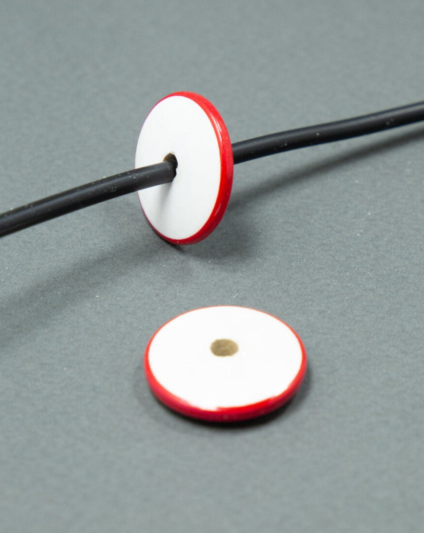 Red Flat Wooden Beads Set 5