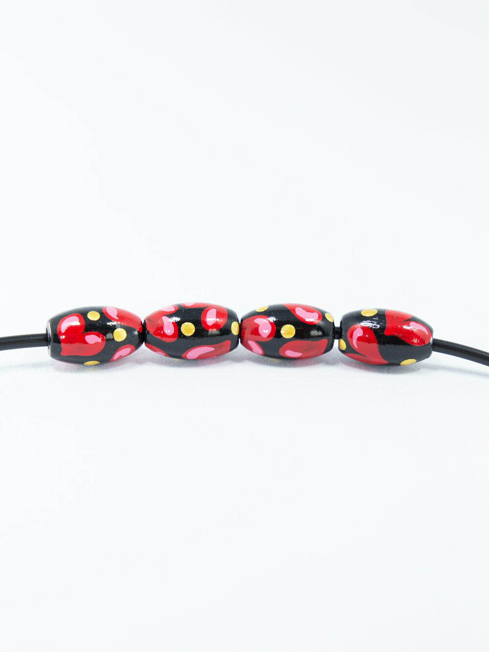 Red Hearts Wooden Beads in Bean Shape