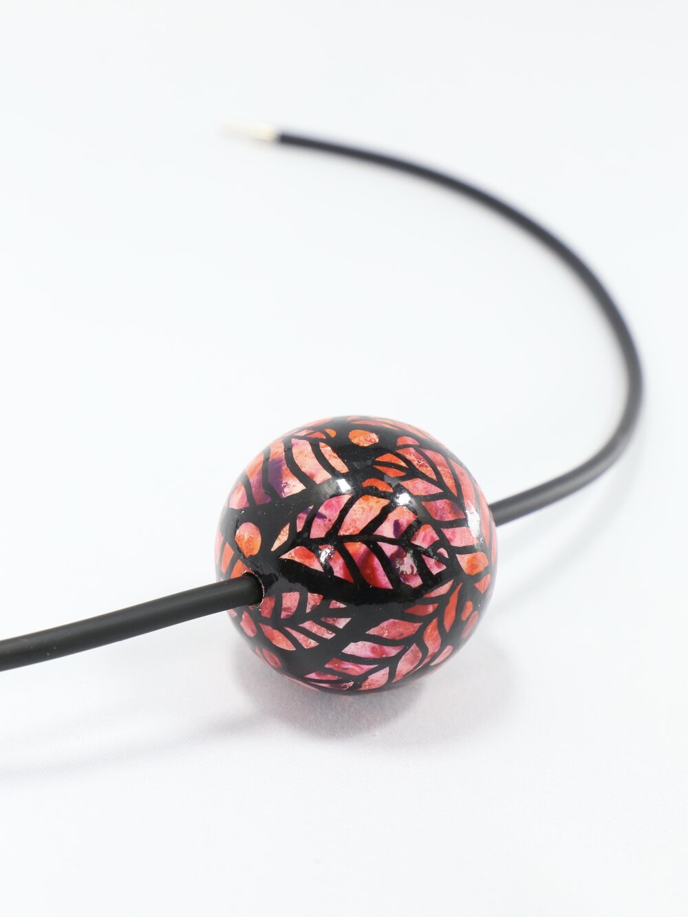 Red Leaf Wooden Bead