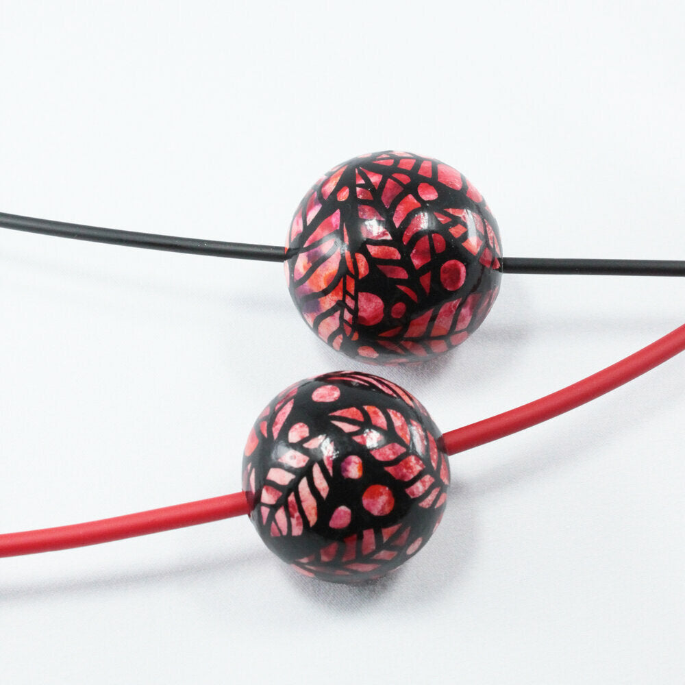 Red Leaf Wooden Bead