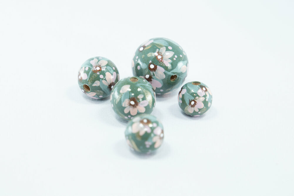 Romantic Violet Garden Wooden Bead