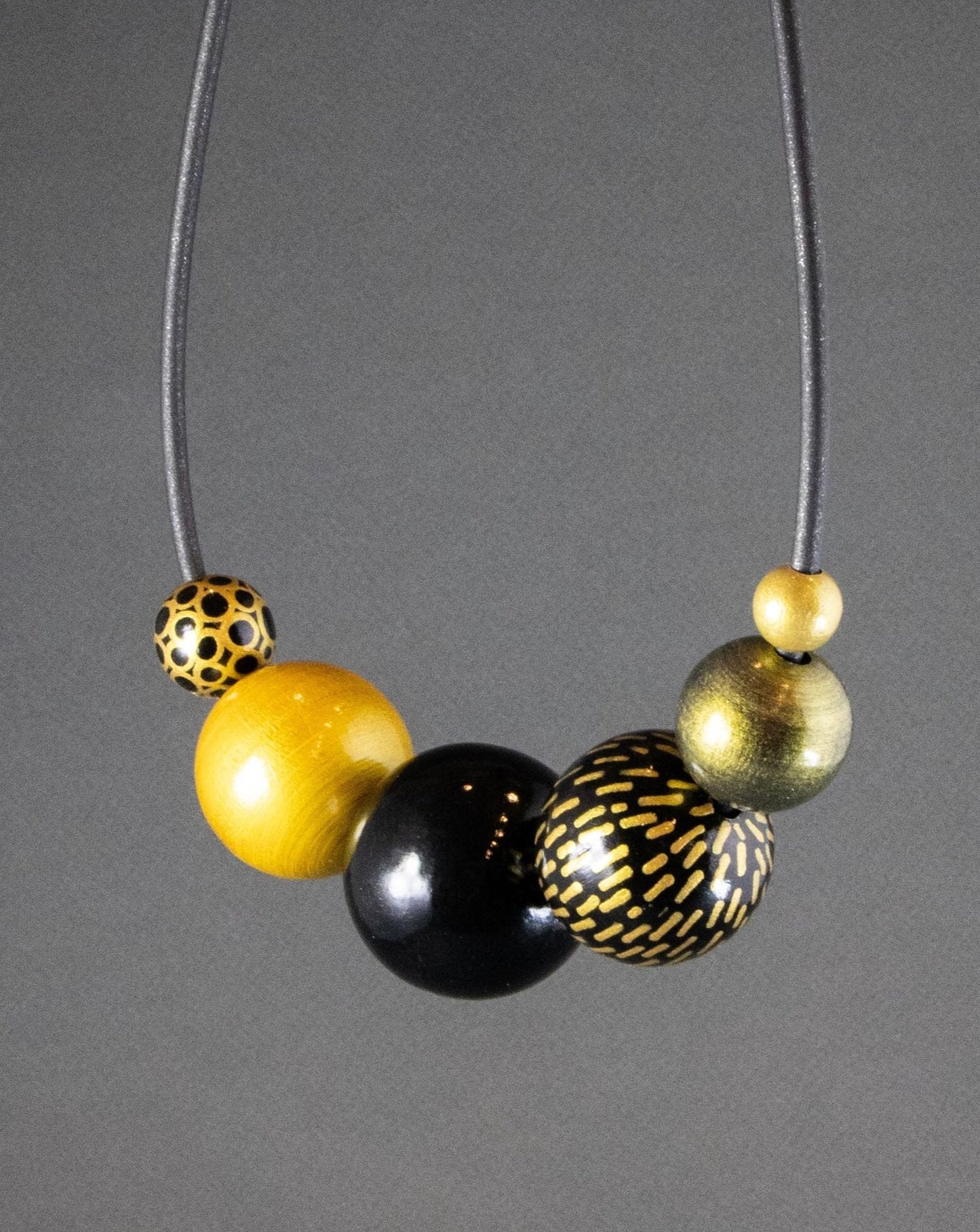 Shades of Gold Wooden Bead Necklace 2