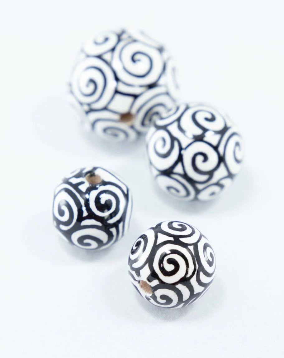 Spiral Pattern Wooden Bead