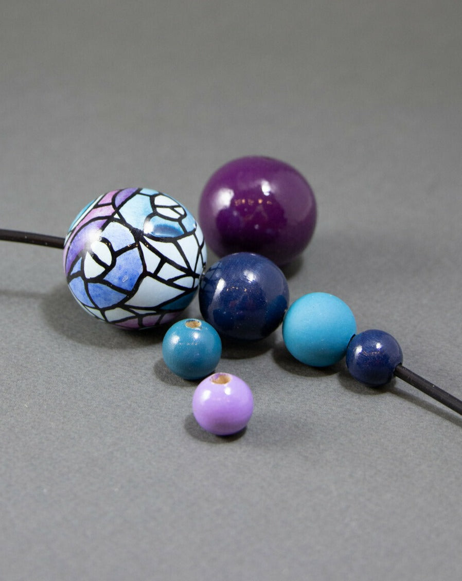 Stained Glass Wooden Beads Set