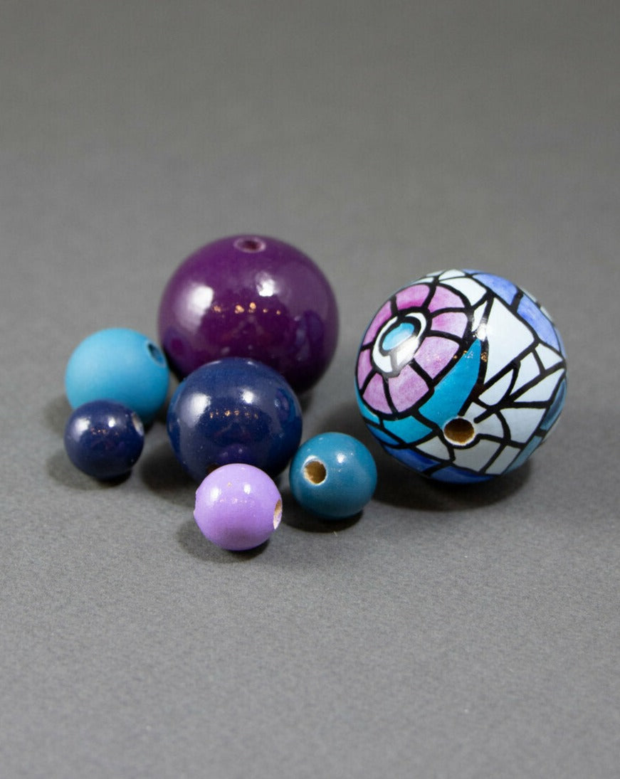 Stained Glass Wooden Beads Set