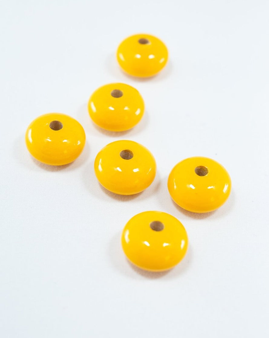 Sunny Yellow Wooden Bead in Pumpkin Shape