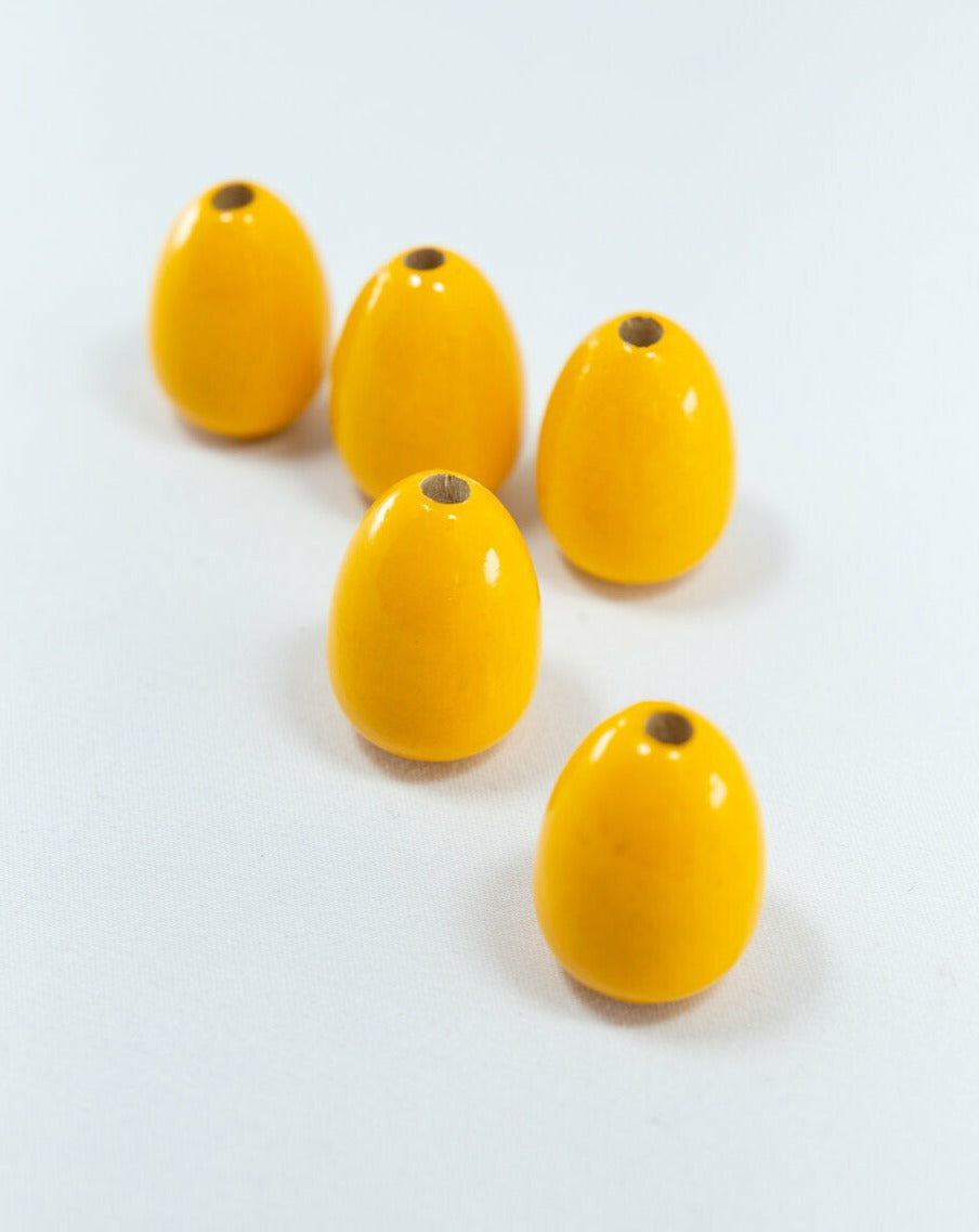 Sunny Yellow Wooden Beads in Drop Shape