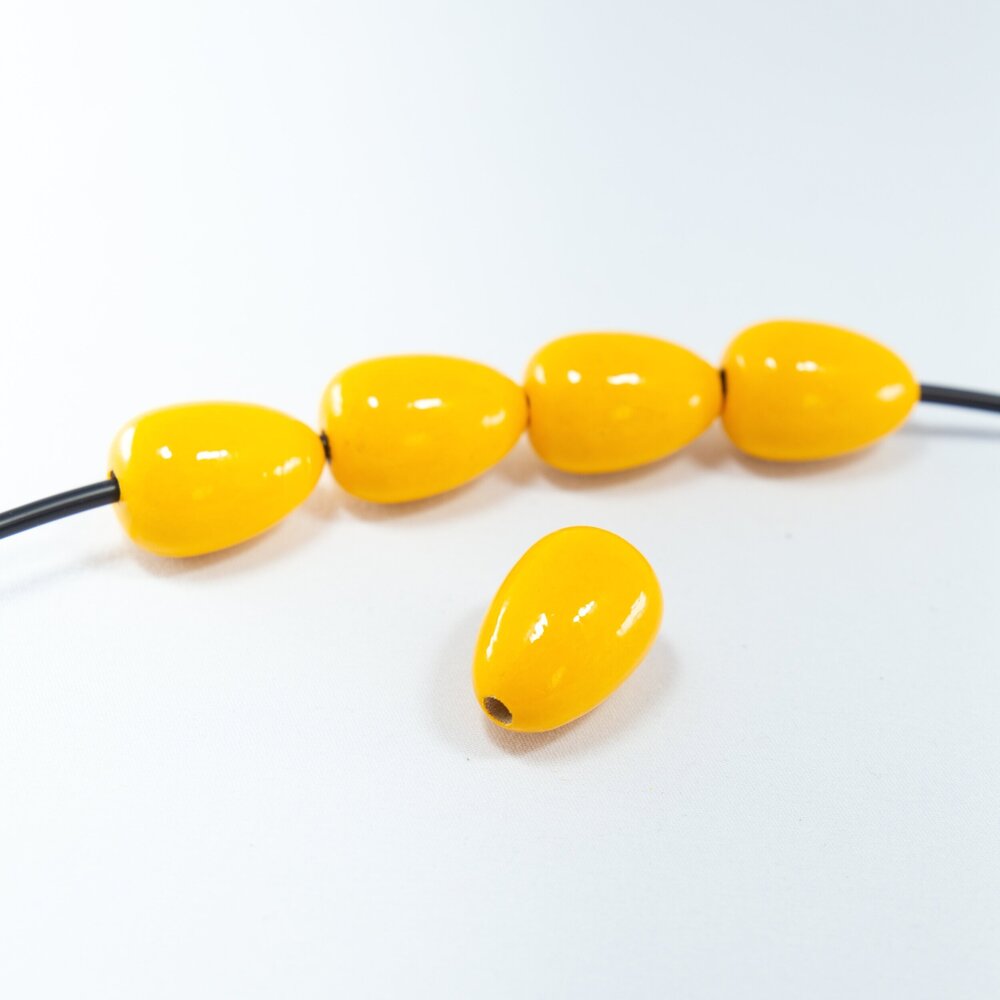 Sunny Yellow Wooden Beads in Drop Shape