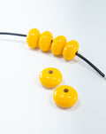 Sunny Yellow Wooden Bead in Pumpkin Shape