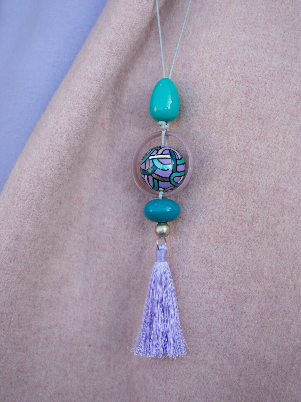 Violet Atlantida Beaded Pendant