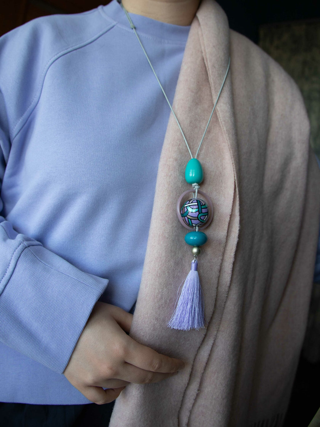 Violet Atlantida Beaded Pendant