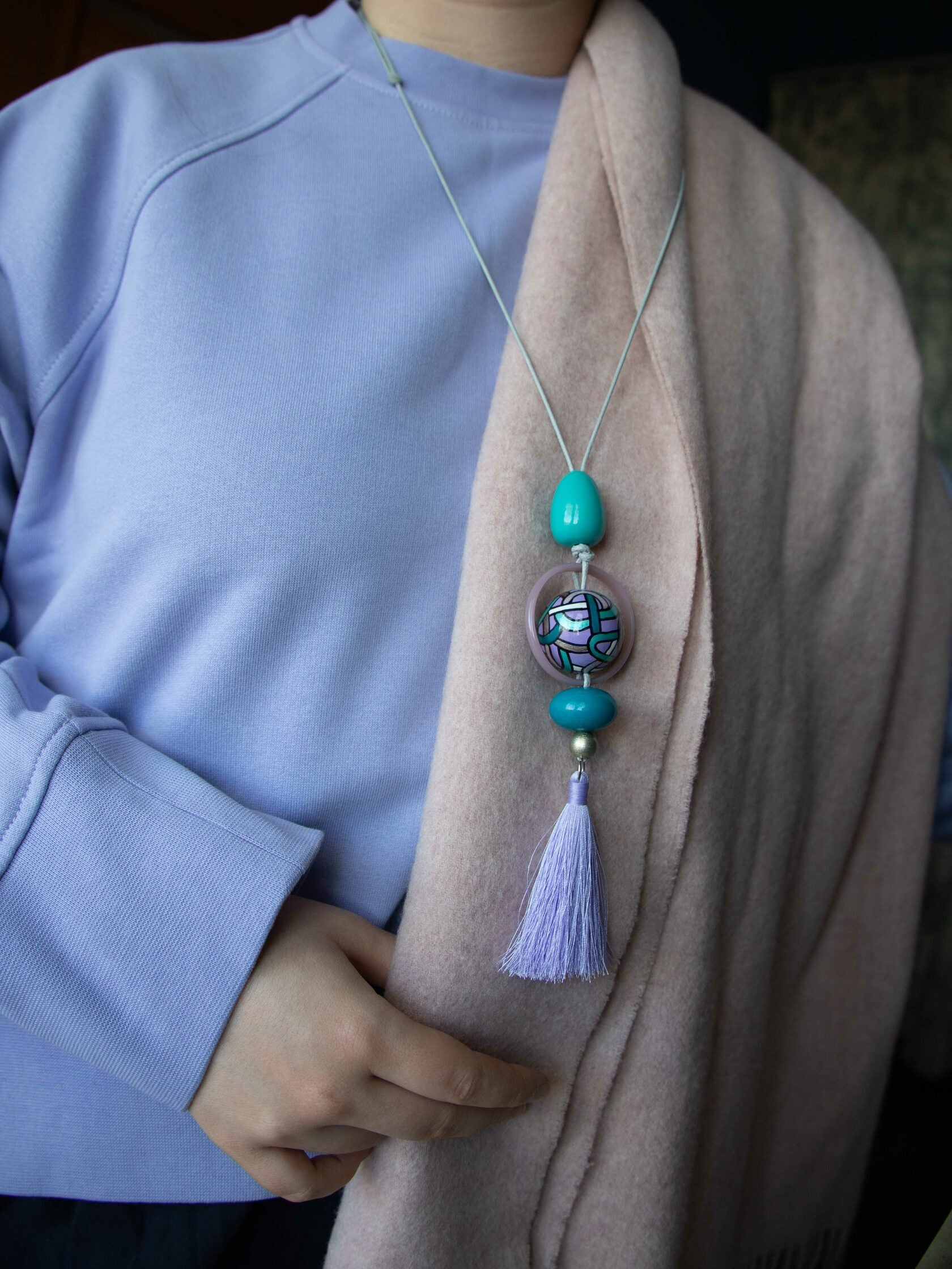 Violet Atlantida Beaded Pendant