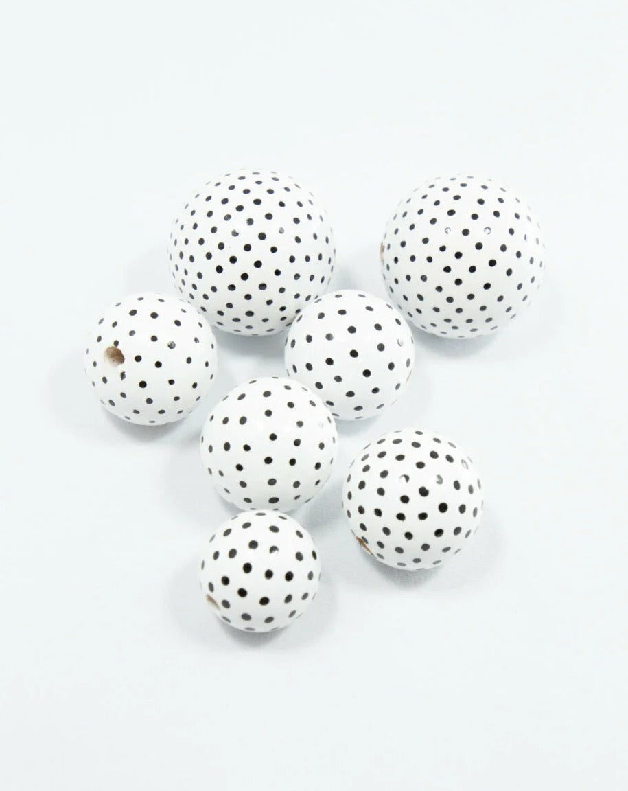 White Dots Symphony Wooden Bead