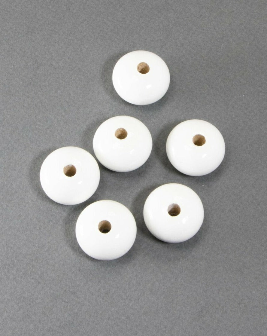 White Wooden Bead in Pumpkin Shape