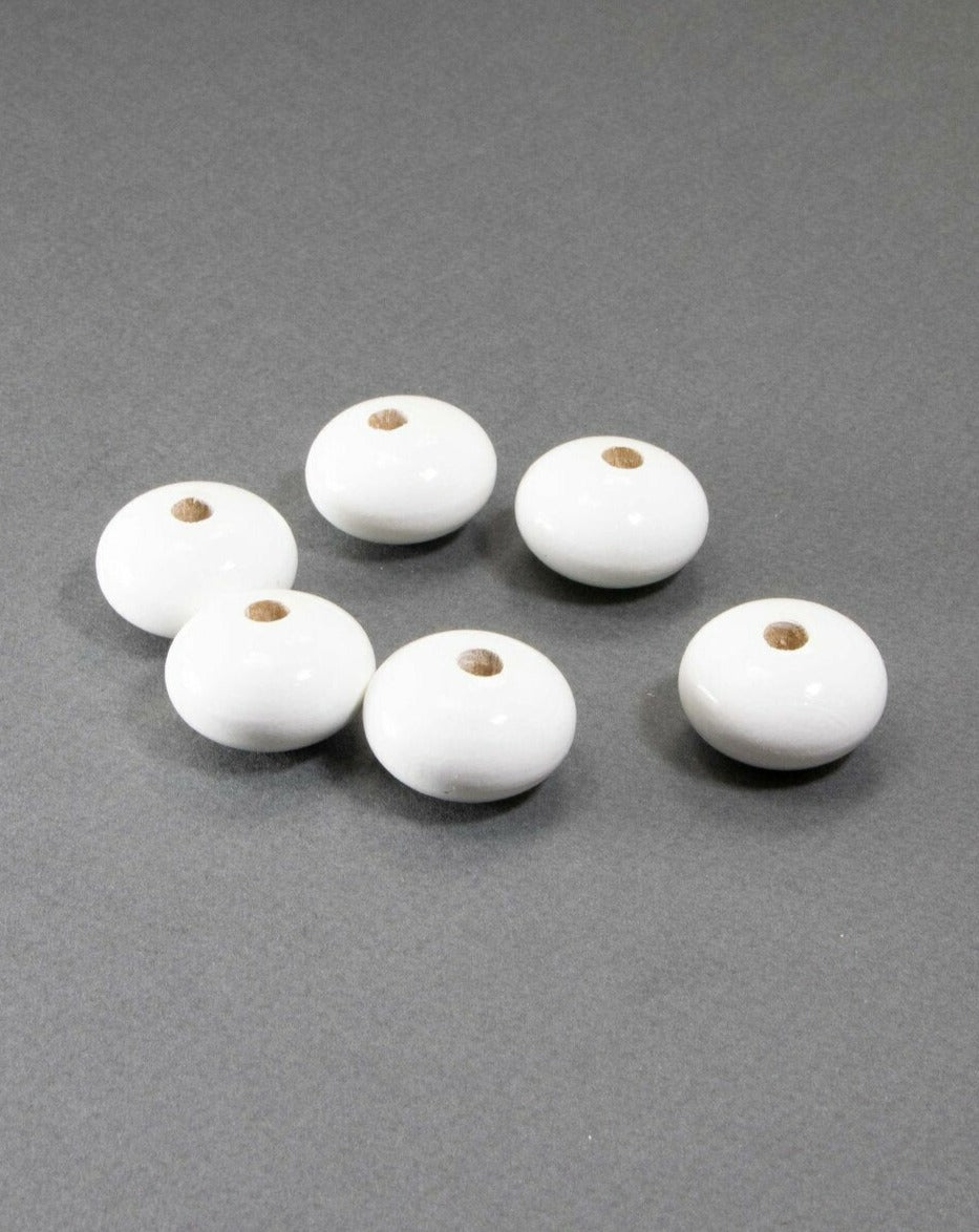 White Wooden Bead in Pumpkin Shape