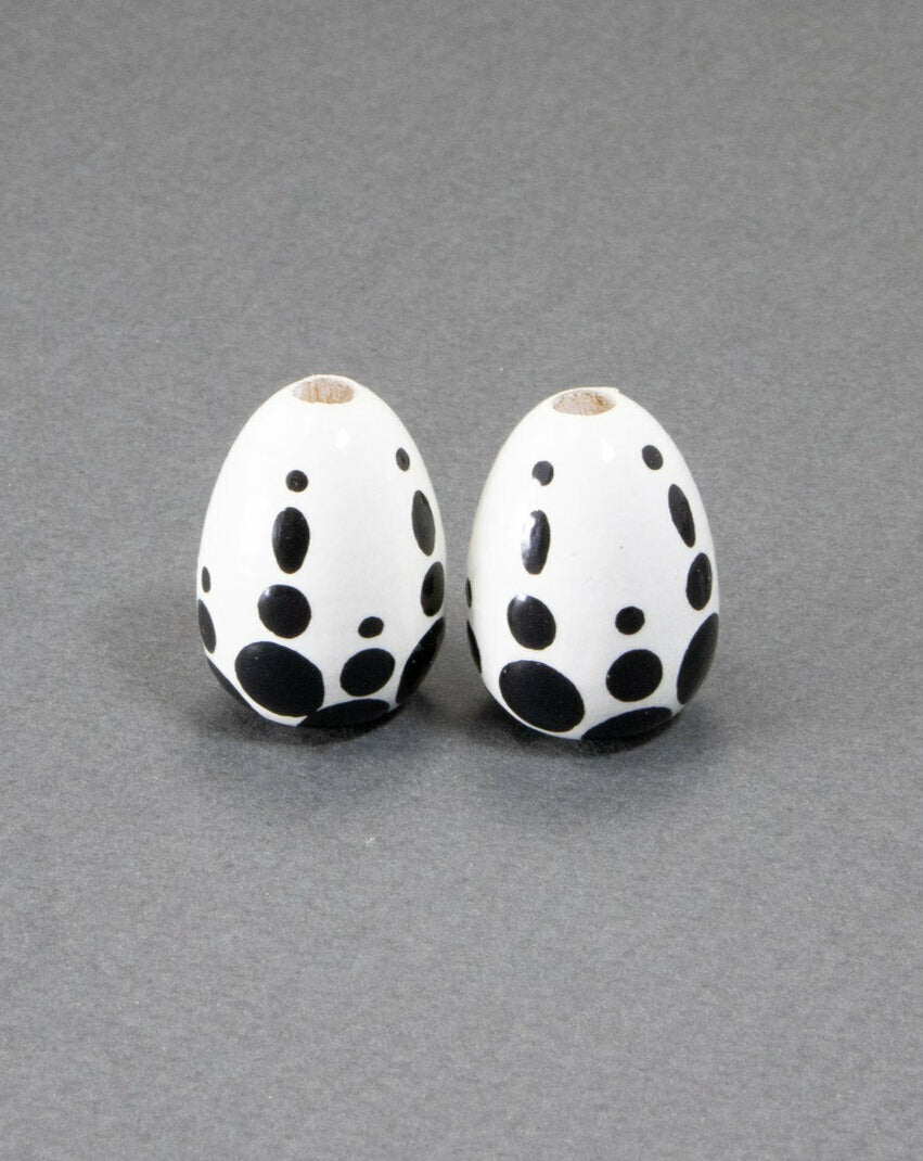 White Wooden Beads in Drop Shape Set 1