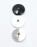 White and Black Wooden Flat Beads Set