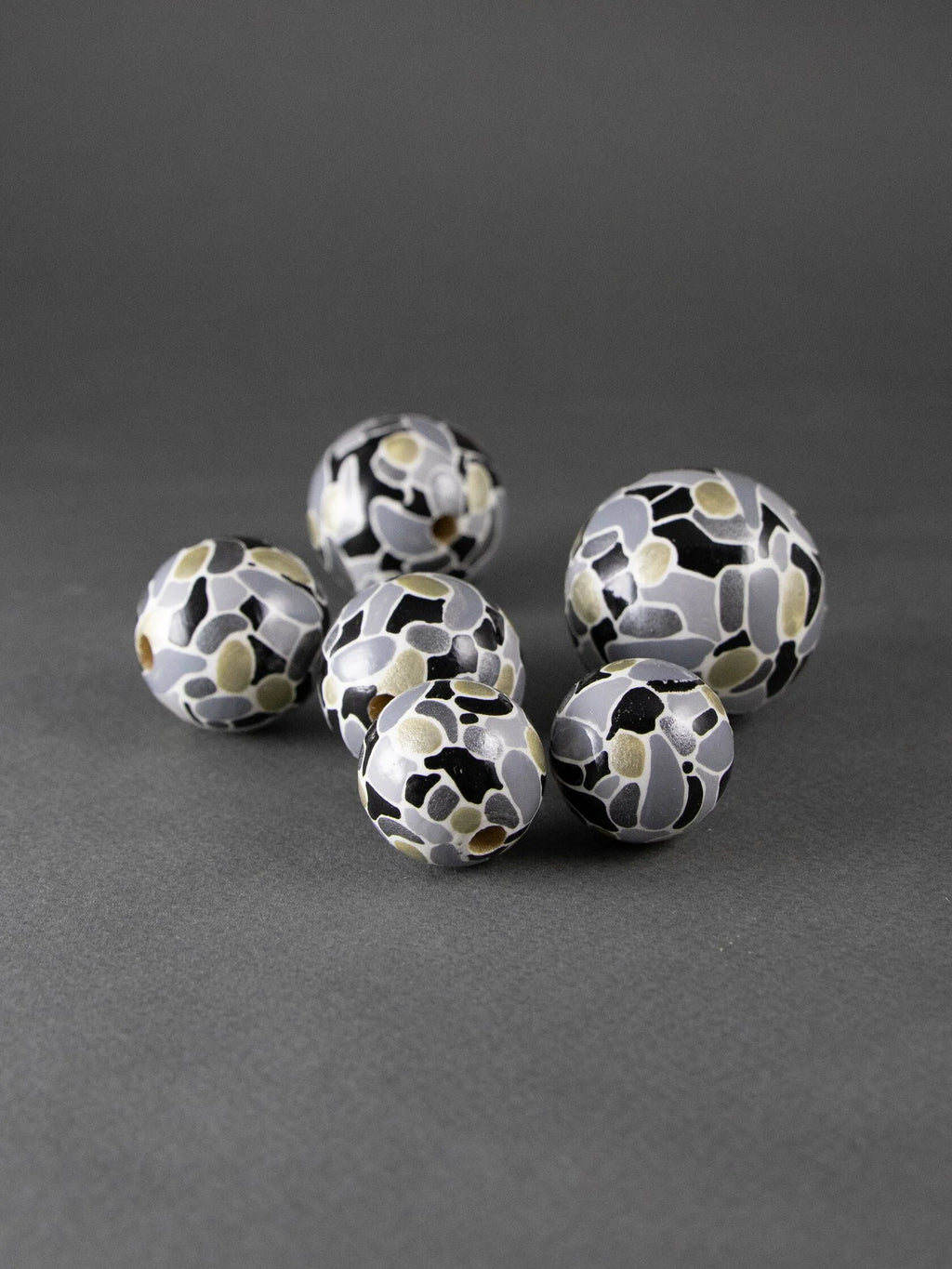 Abstract Gray Wooden Bead