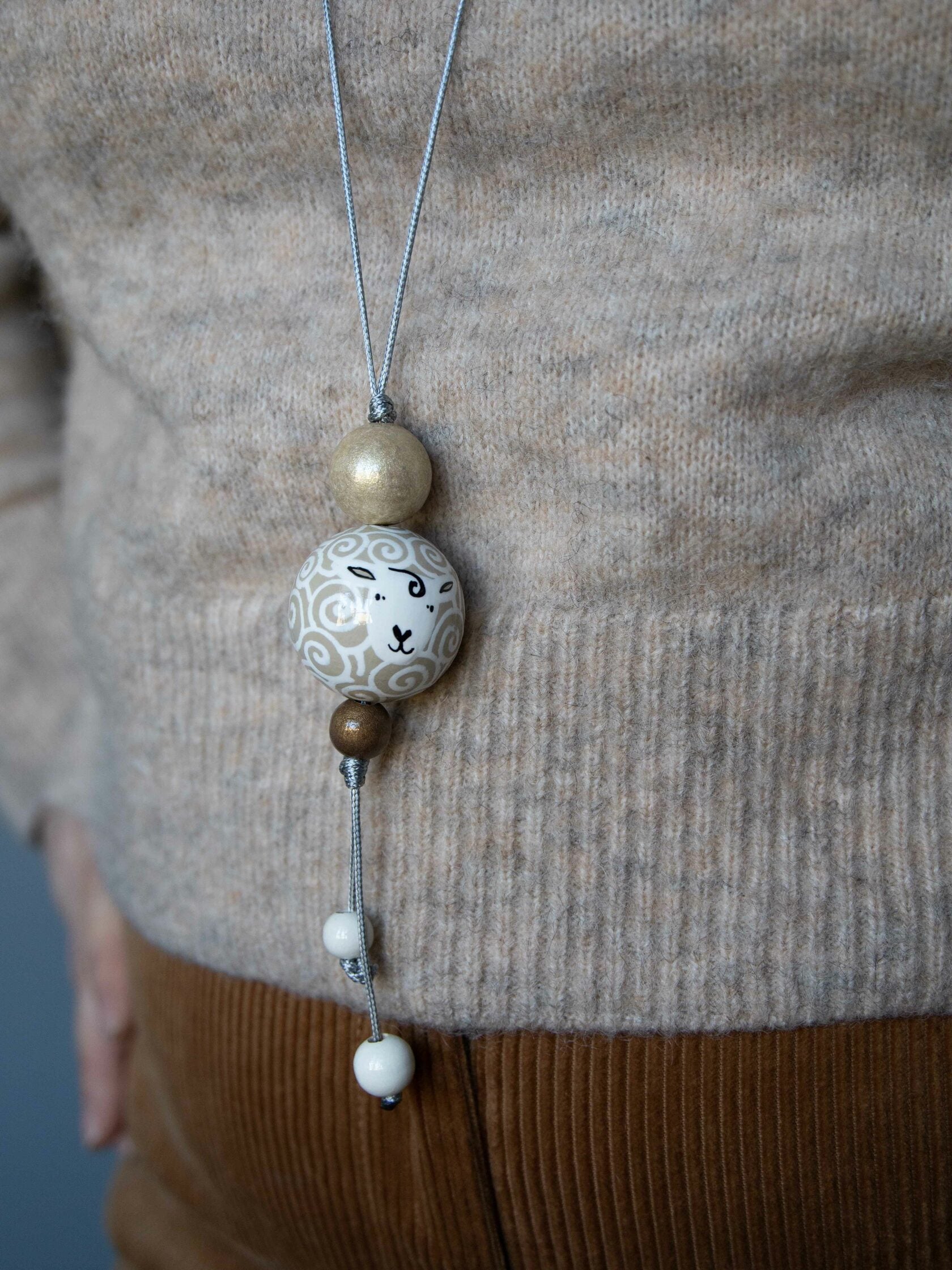 Dolly Sheep Beaded Pendant
