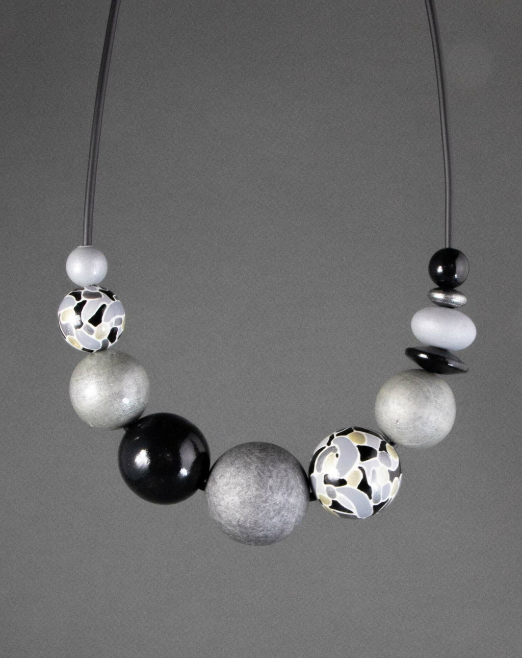 Silver Wooden Bead Necklace 2