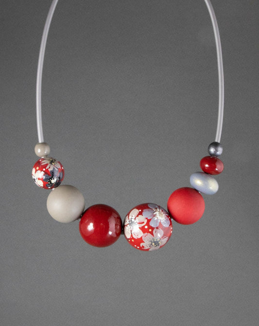 Ruby Wooden Bead Necklace