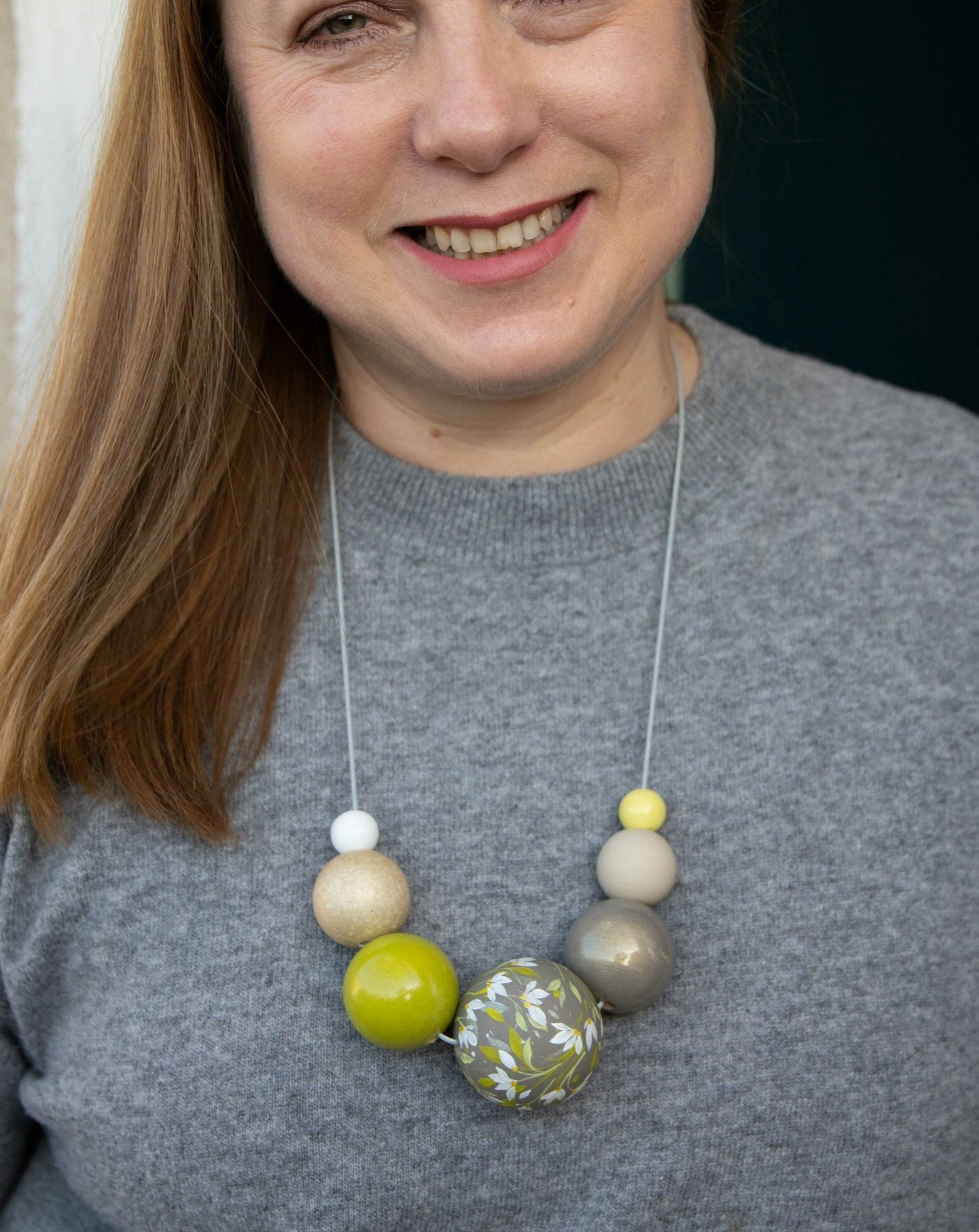 Village Flowers Wooden Beads Necklace