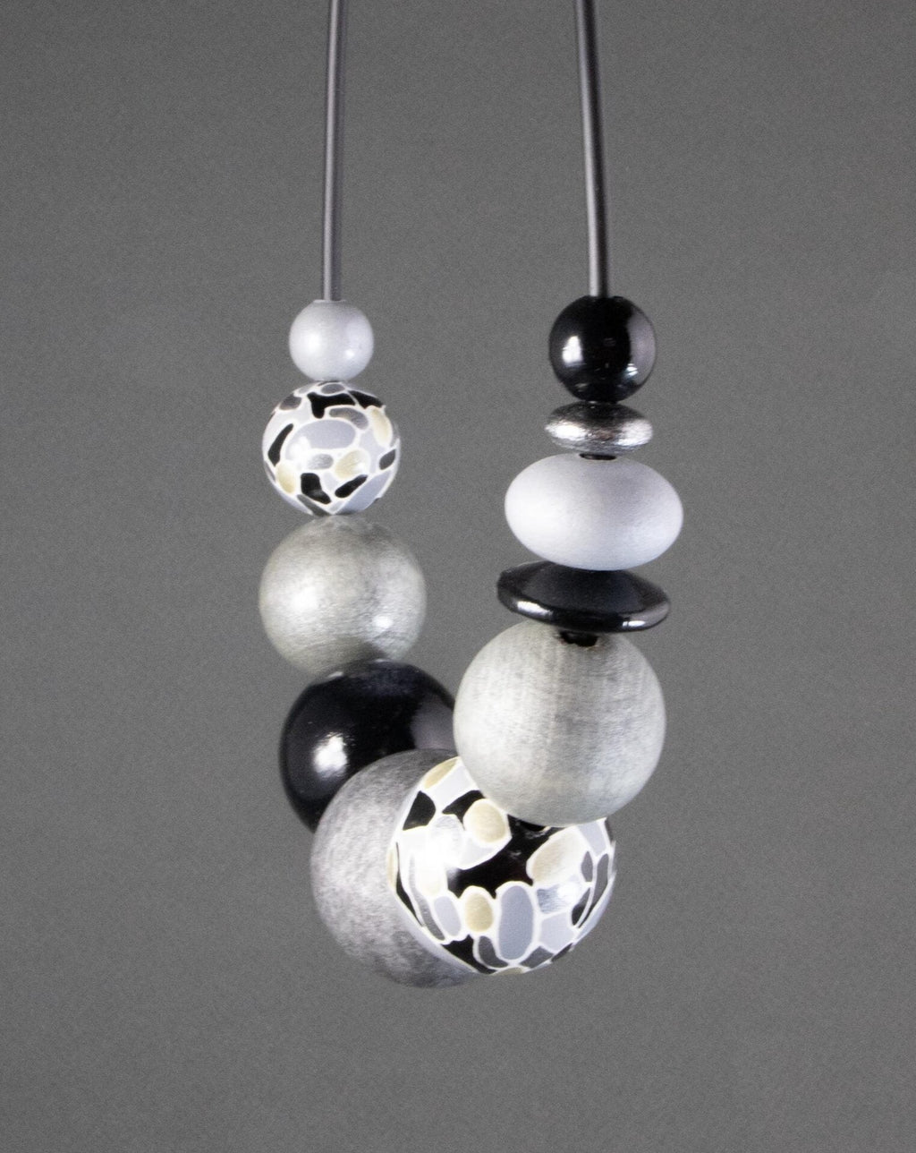 Silver Wooden Bead Necklace 2