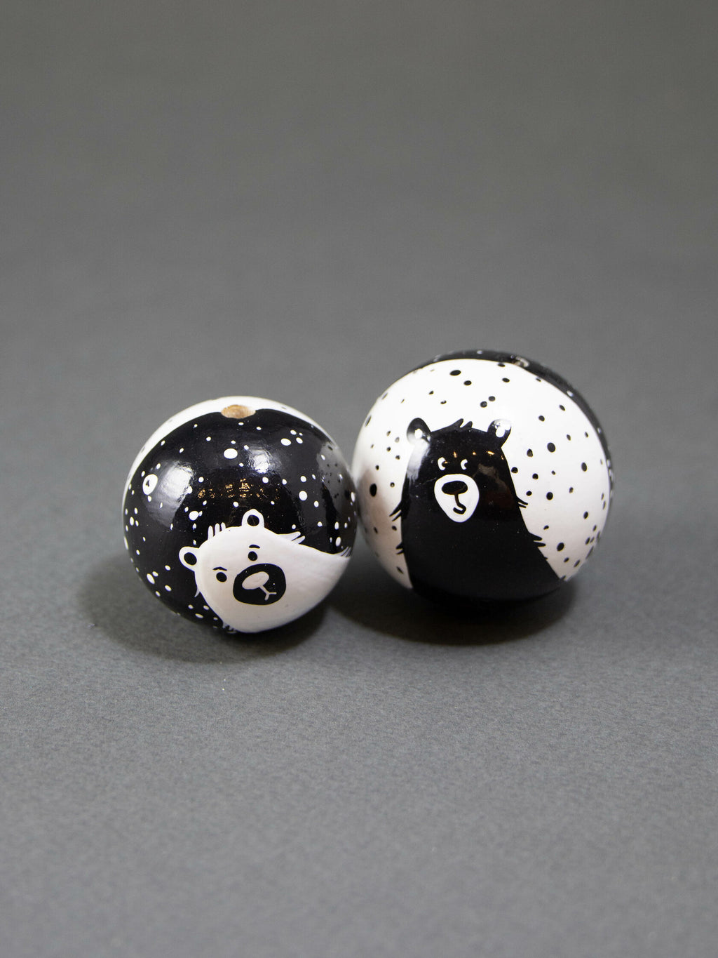 Black Polar Bear Wooden Bead