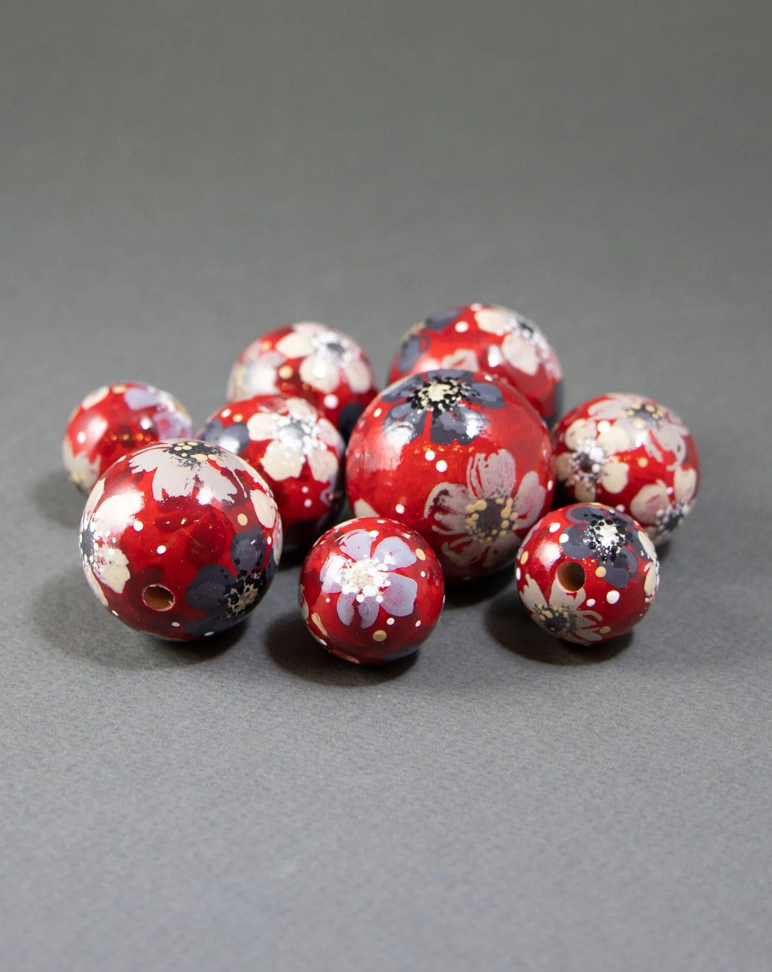 Ruby Garden Wooden Bead