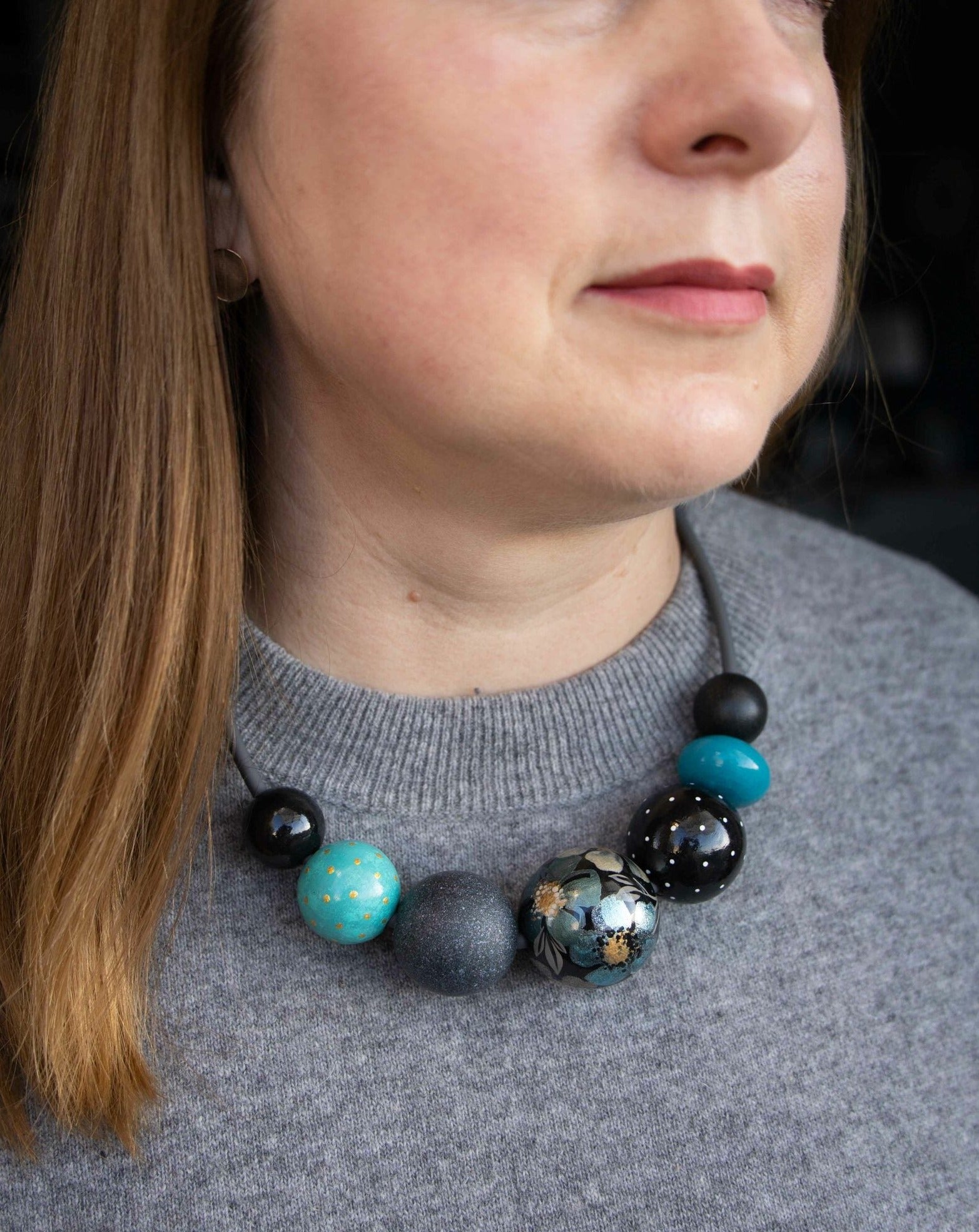 Midnight Garden Wooden Bead Necklace