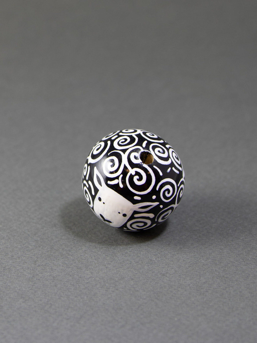 Black Dolly Sheep Wooden Bead