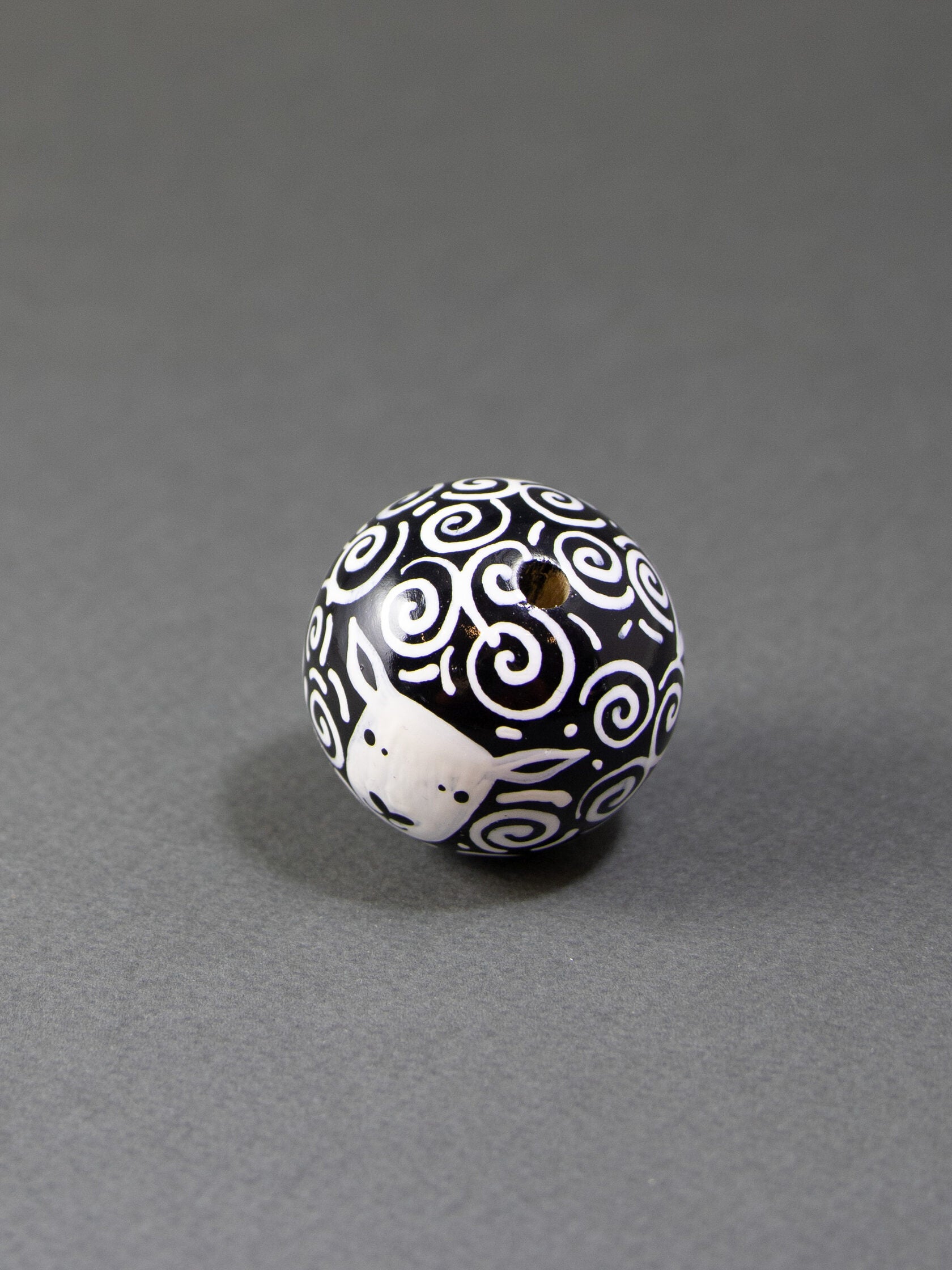 Black Dolly Sheep Wooden Bead