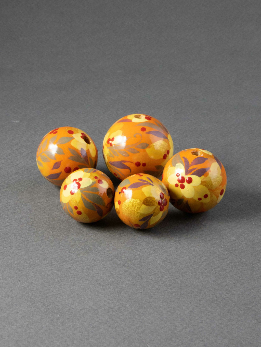 Orange Garden Wooden Bead