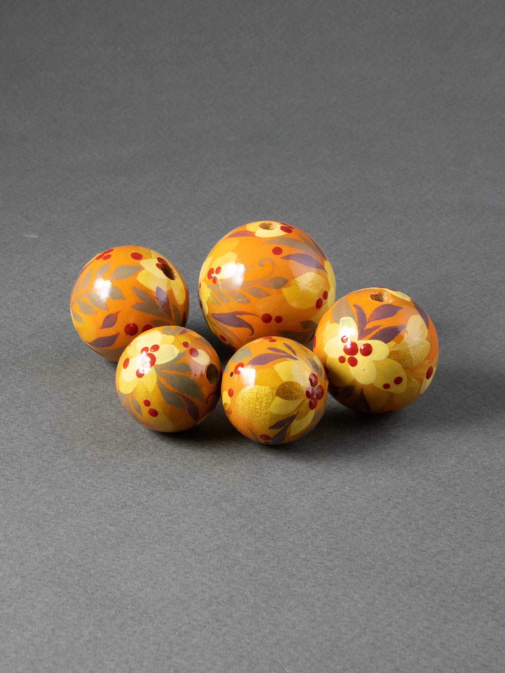 Orange Garden Wooden Bead