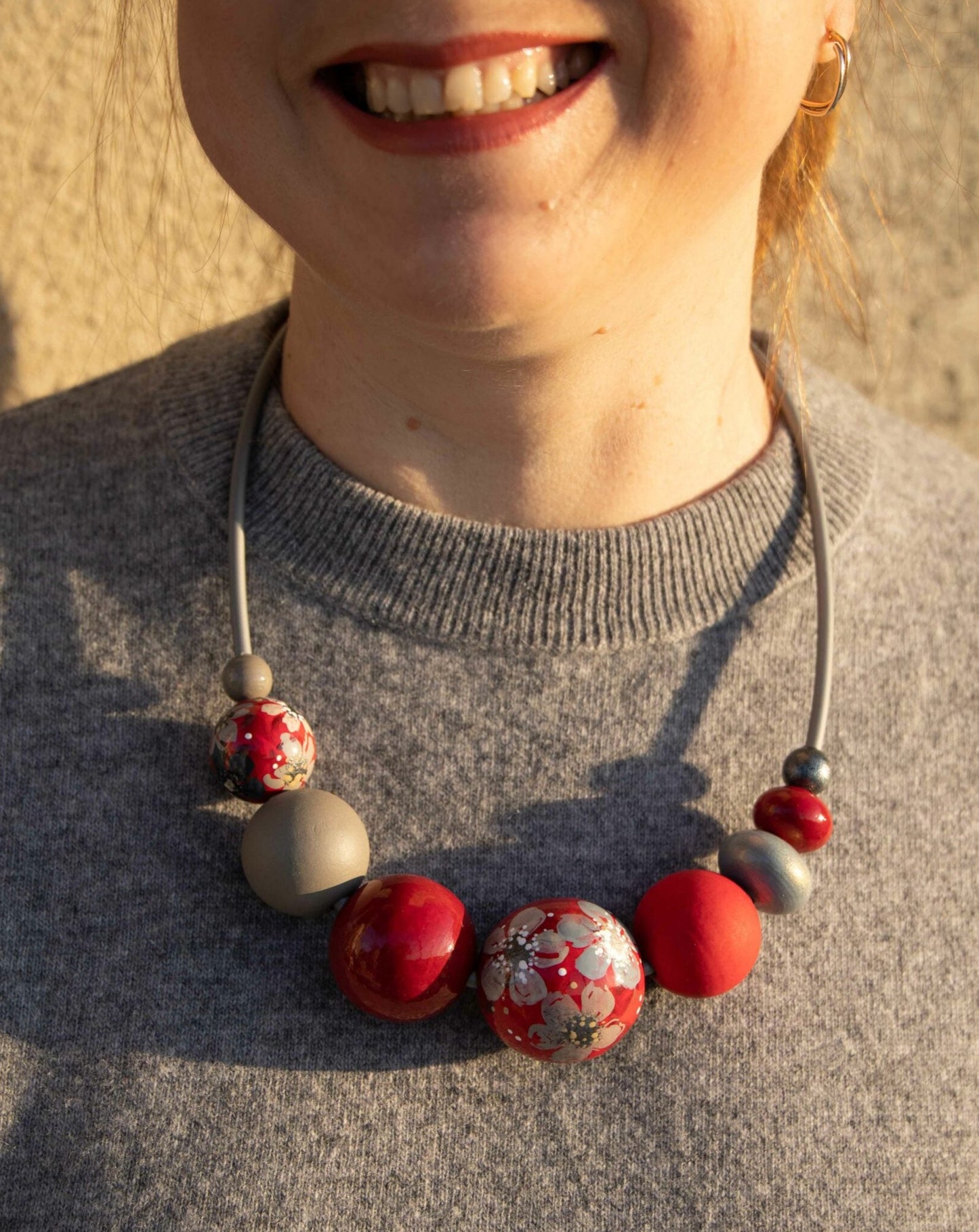 Ruby Wooden Bead Necklace