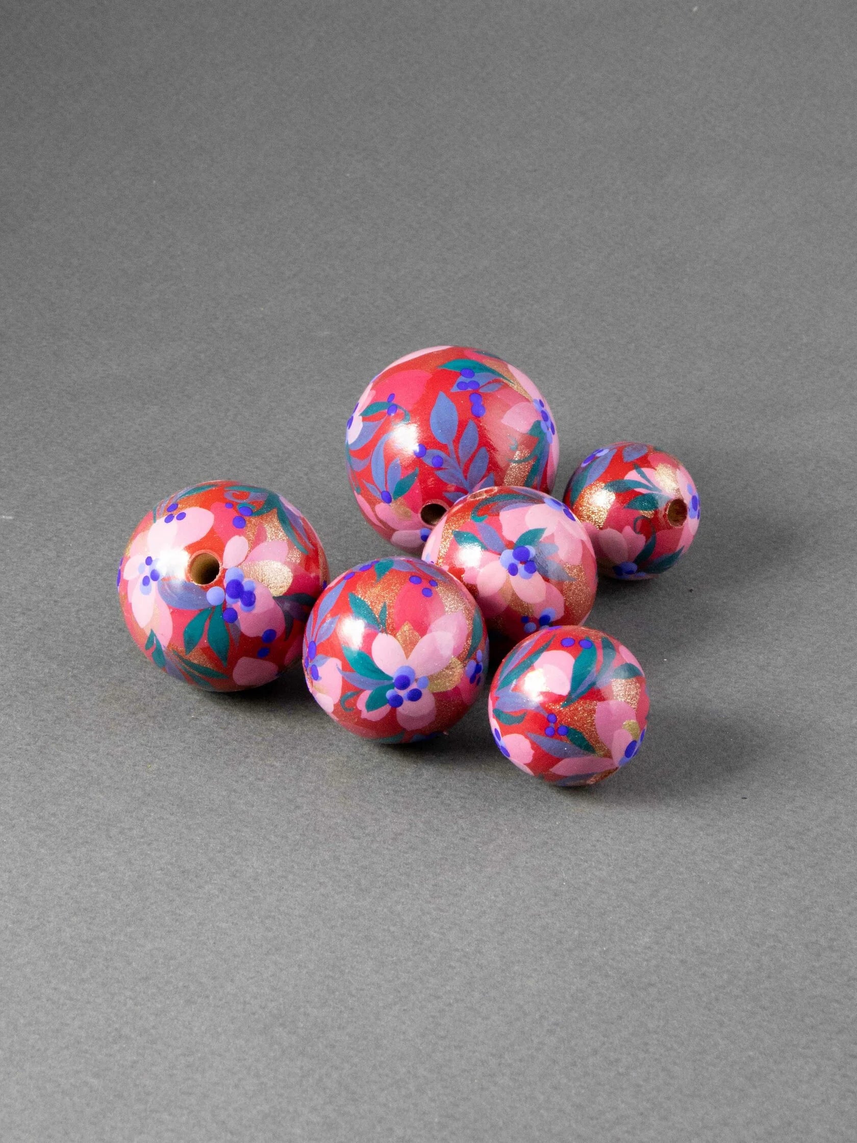 Red Garden Wooden Beads