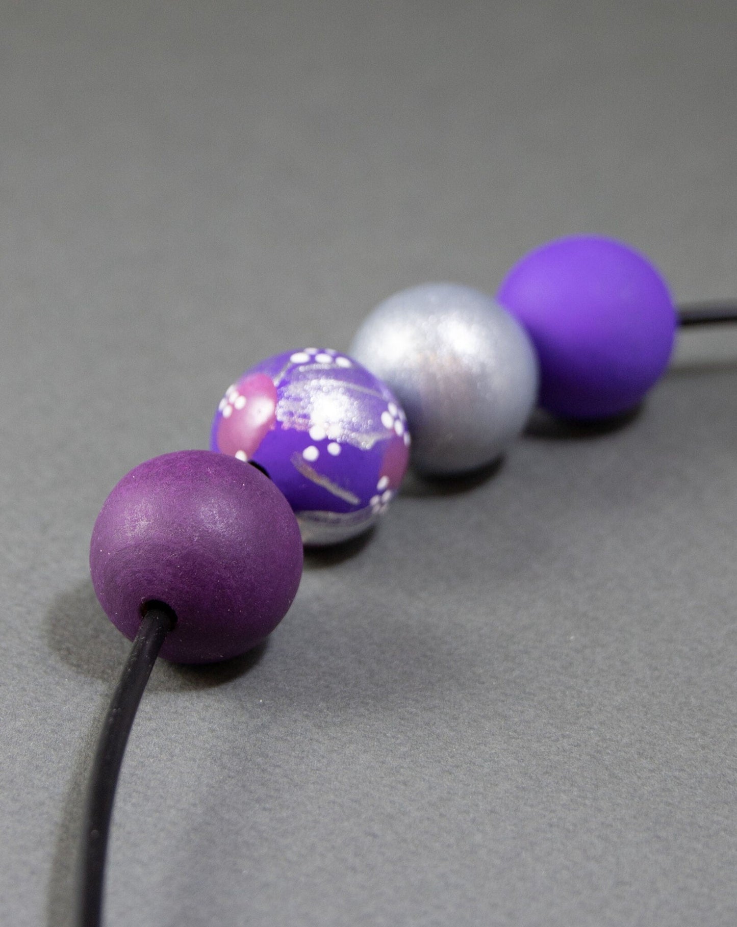 Violet Wooden Beads Set