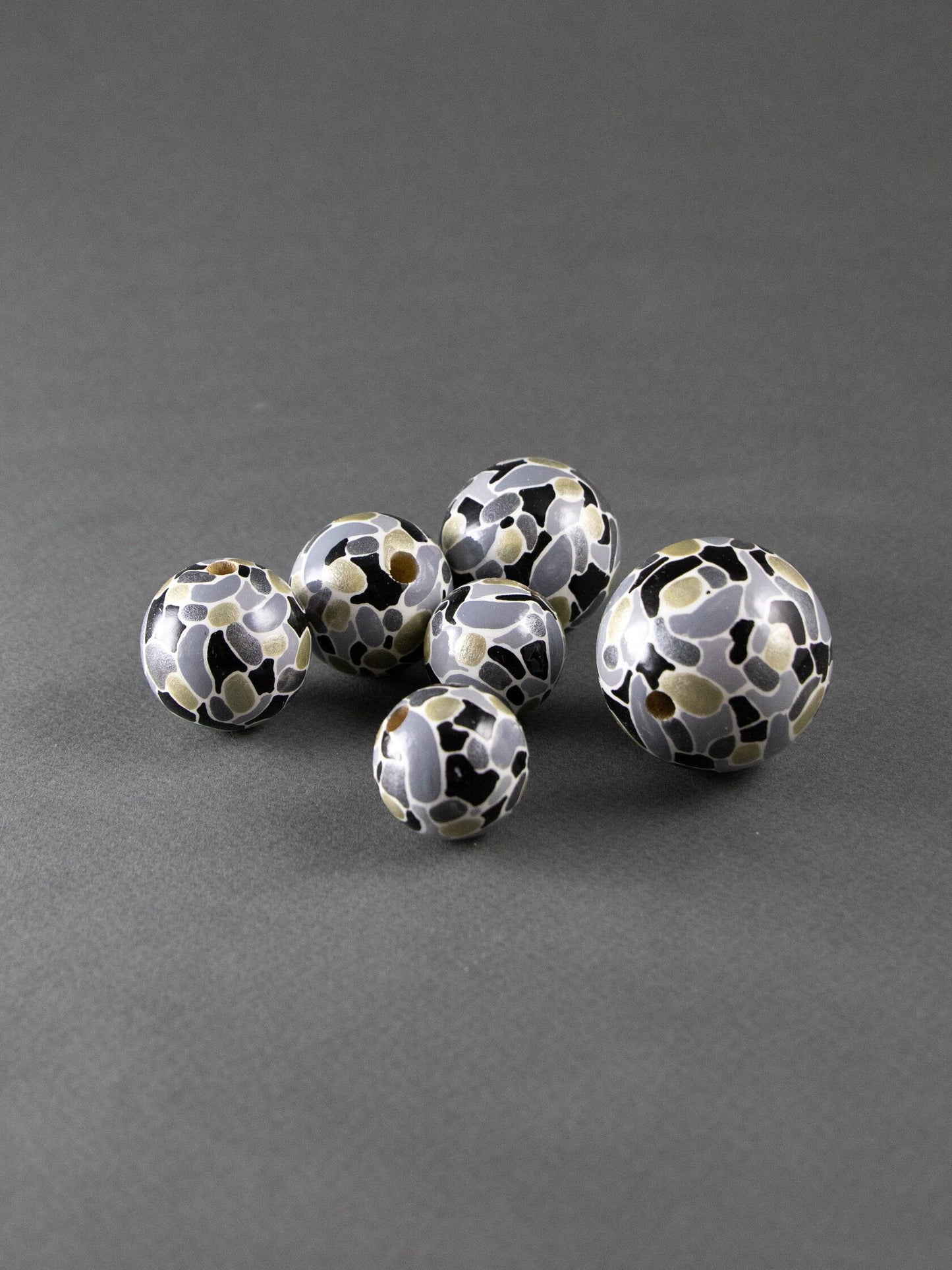Abstract Gray Wooden Bead