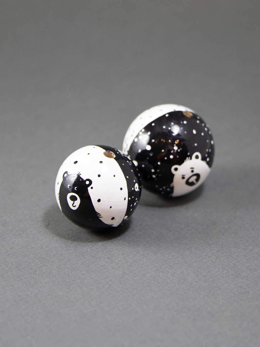 Black Polar Bear Wooden Bead