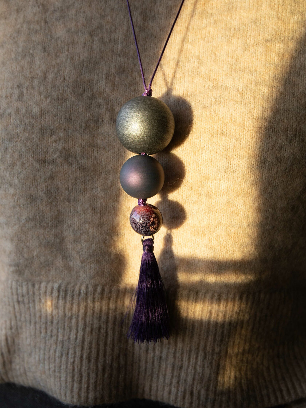 Violet Sunset Beaded Pendant