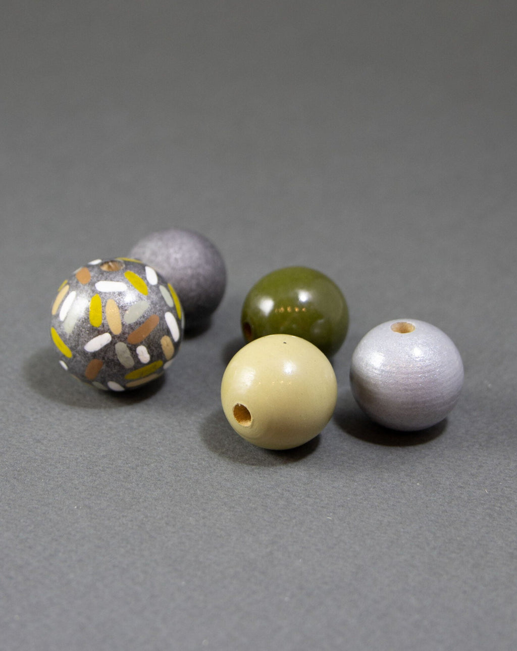 Silver Wooden Beads Set