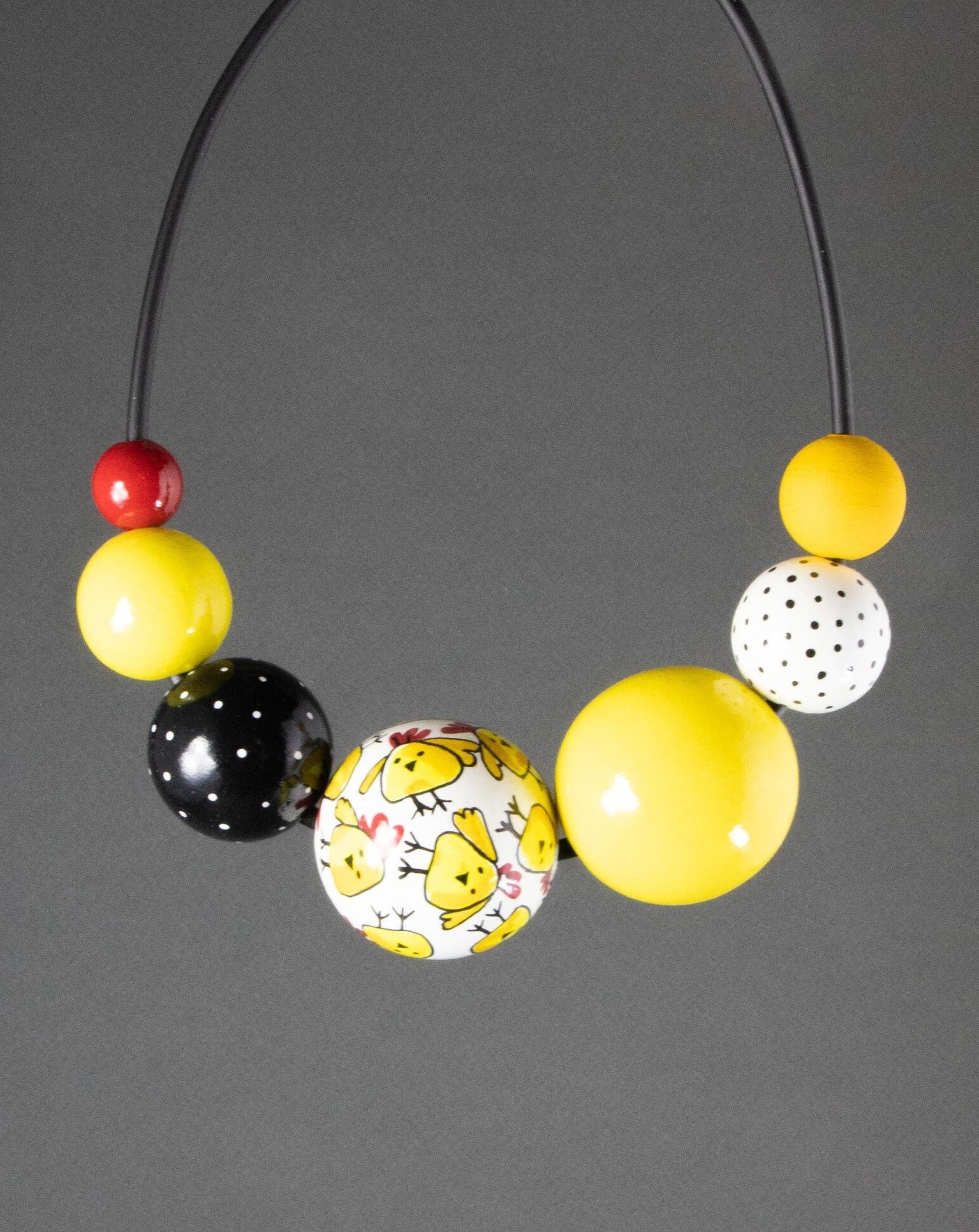 Chickens Wooden Bead Necklace