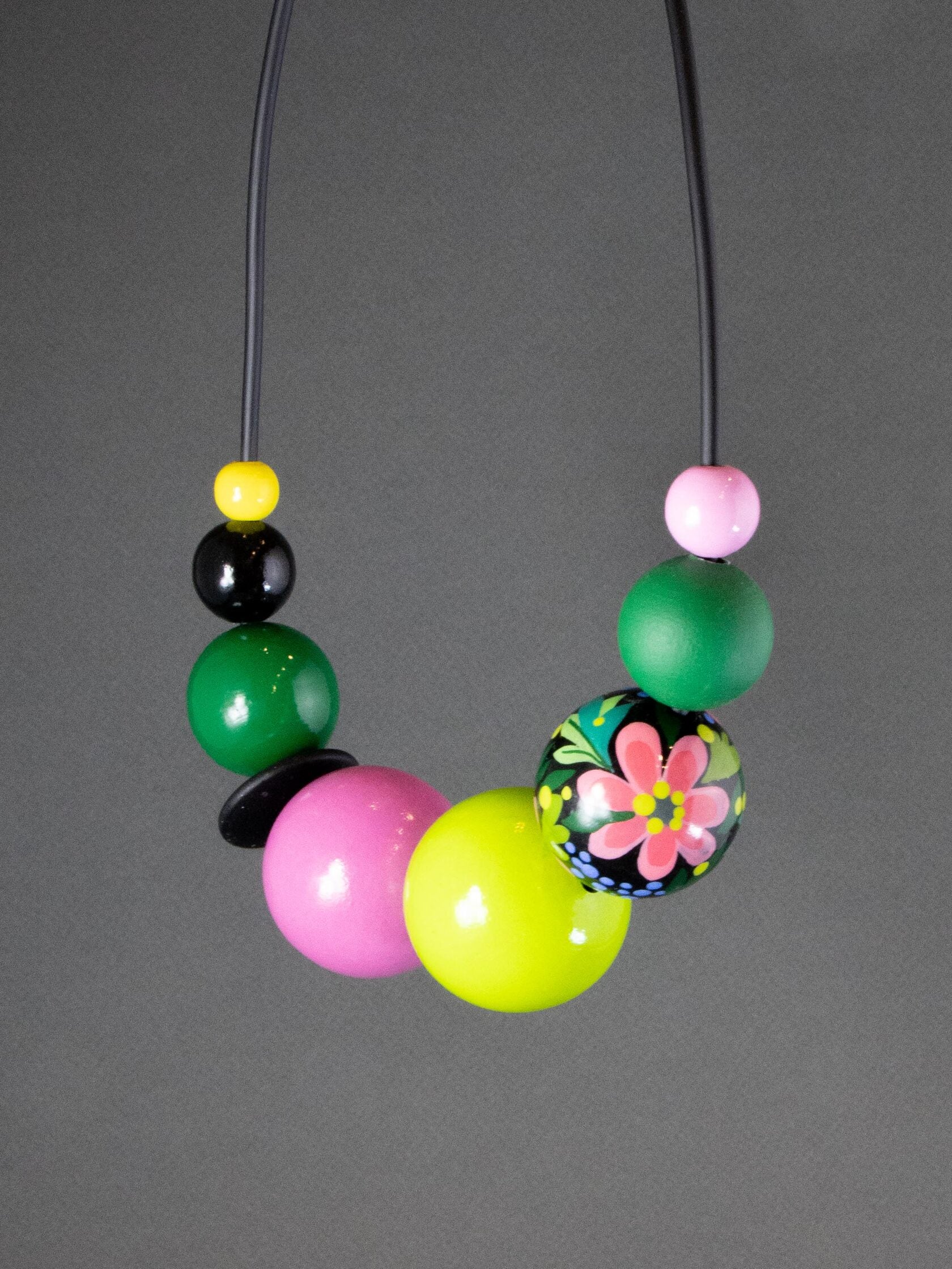 Multicolor Flower Wooden Necklace